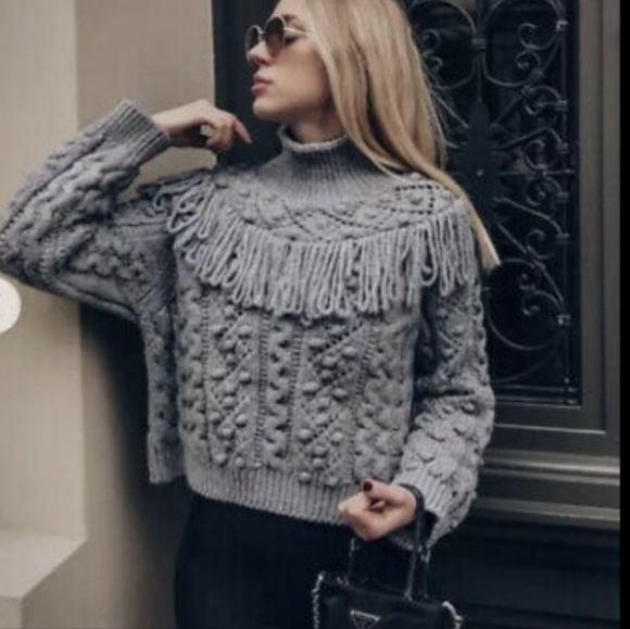 BNWT! Zara Fringed Sweater - Picture 4 of 8